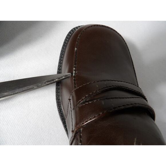 Vintage Mudd Penny Loafer Heels Chunky Sz 8 Amsden Shoe Y2K 90s Brown Block READ - Picture 14 of 16